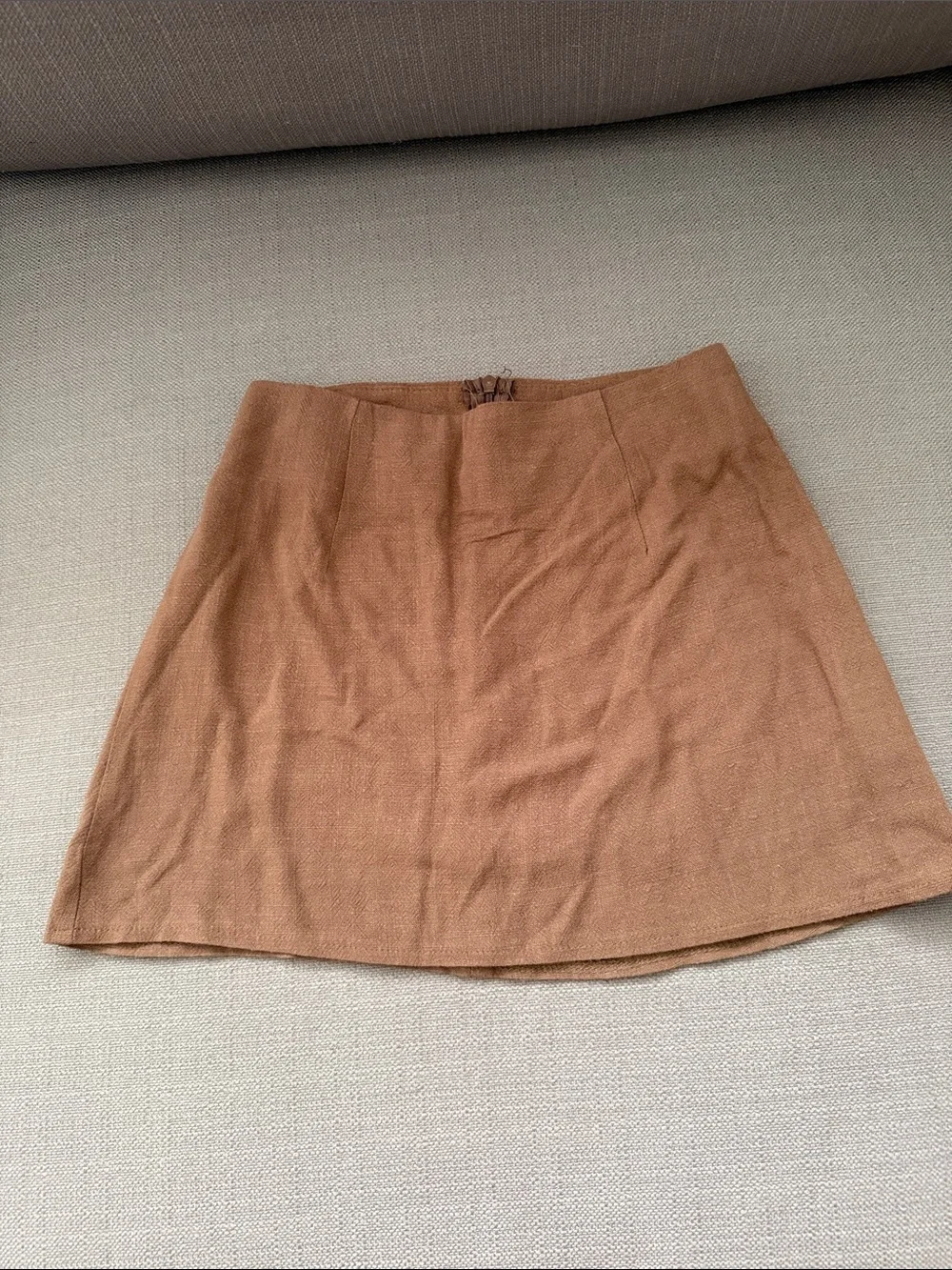 Princess Poly Zippered Classic Brown A-Line Micro Skirt